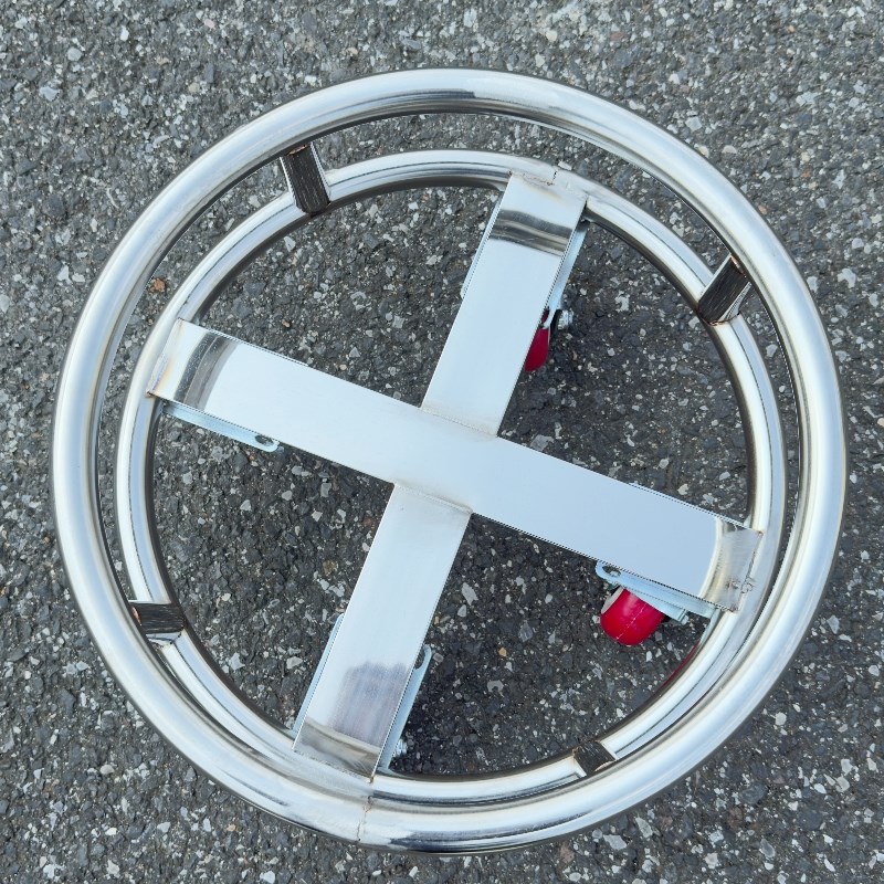 定制加厚不锈钢手推周转车汤桶架移动车保温桶带轮子圆形花盆底座
