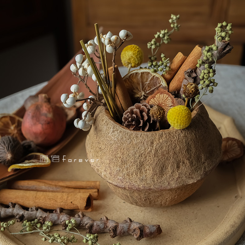 诧寂风真干燥花摆件高档桌面摆设民宿软装样板间茶道装饰品拍照道
