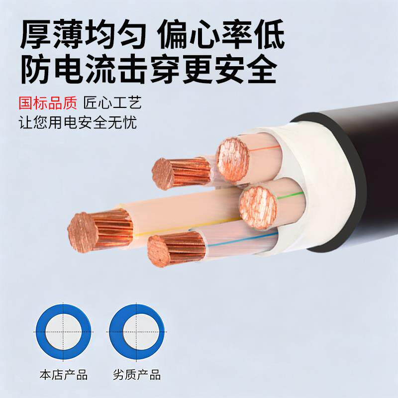 电缆YJV国标纯铜芯2/3/4/5芯10/16/25/35平方工程三相电缆线阻燃