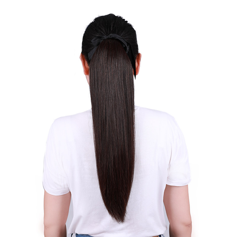 假发女马尾真人发丝抓夹绑带式真发短发长直发马尾辫自然逼真包邮