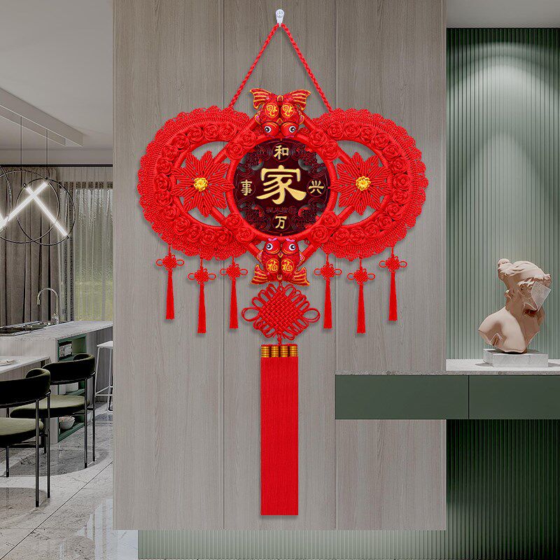桃木中国结挂饰福字挂件客厅大号高档新款中国节进门玄关装饰画