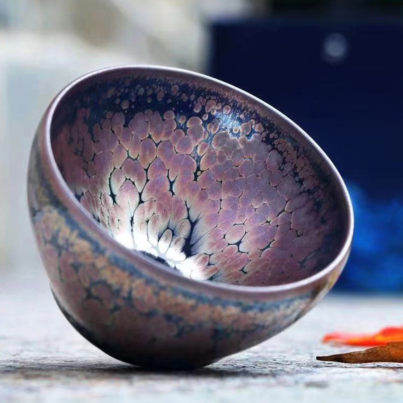 建阳建盏茶杯云平纯手工陶瓷彩金茶盏男女主人品茗杯茶具