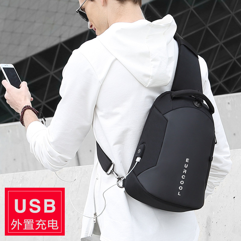 胸包男士新款韩版潮大容量背包商务休闲多功能出差旅游单肩斜挎包
