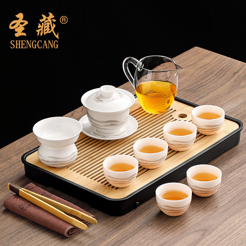 2026新款羊脂玉德化白瓷盖碗功夫茶具套组家用喝茶杯陶瓷泡茶专用