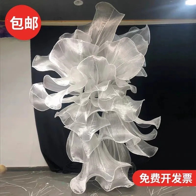 婚庆装饰巨型花艺真丝欧根纱花艺婚礼背景橱窗美陈纱花纸艺花