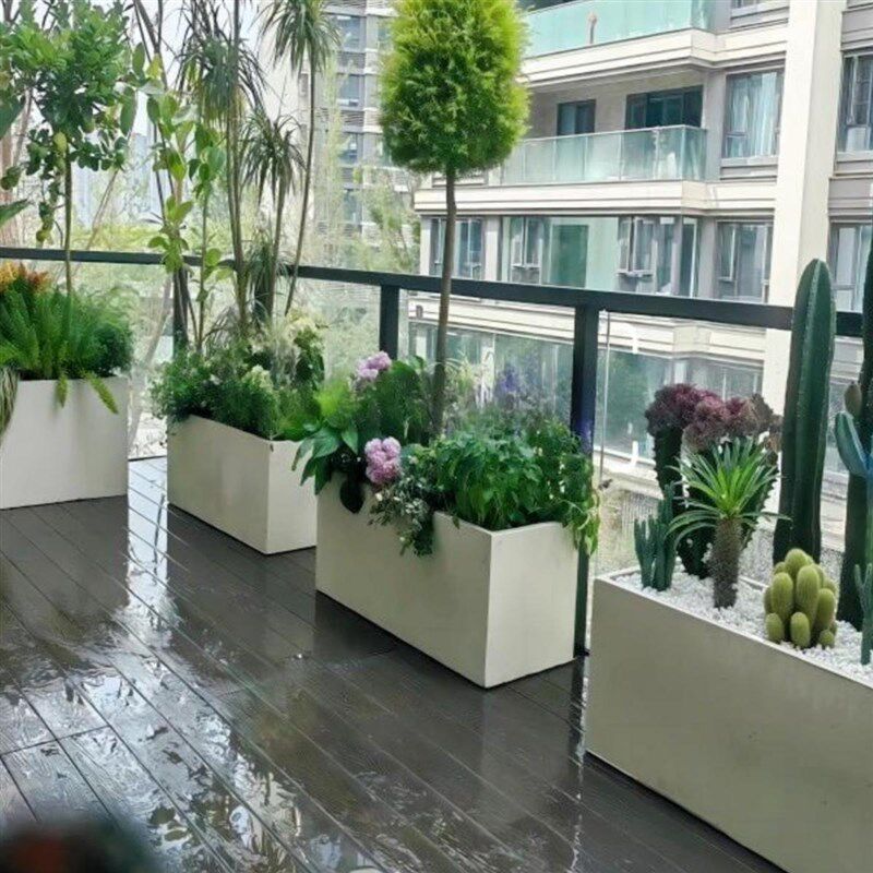 花盆【水泥花盆】马槽花盆阳台种植箱户外庭院仿石花箱阳台花箱
