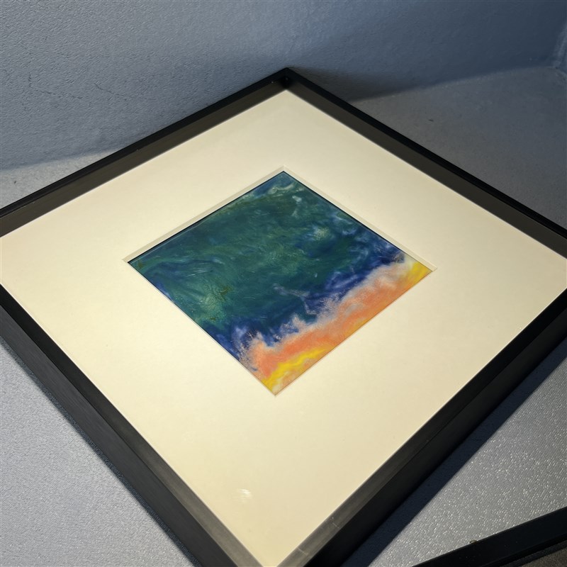 山水意境颜色釉瓷板画 写意海浪纯手绘精品装饰画 高端礼品艺术画