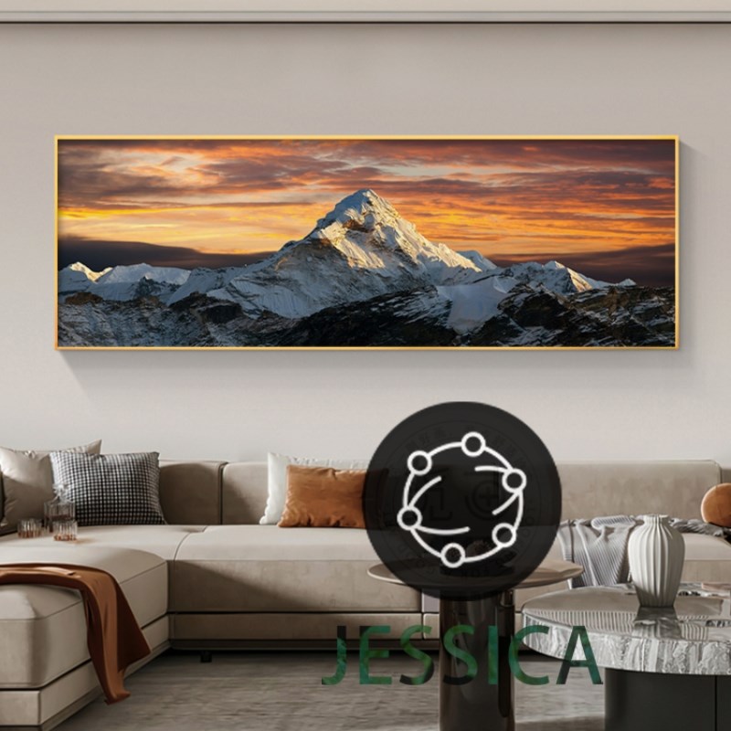 日照金山客厅装饰画沙发背景壁画办公室背有靠山梅里雪山风景挂画