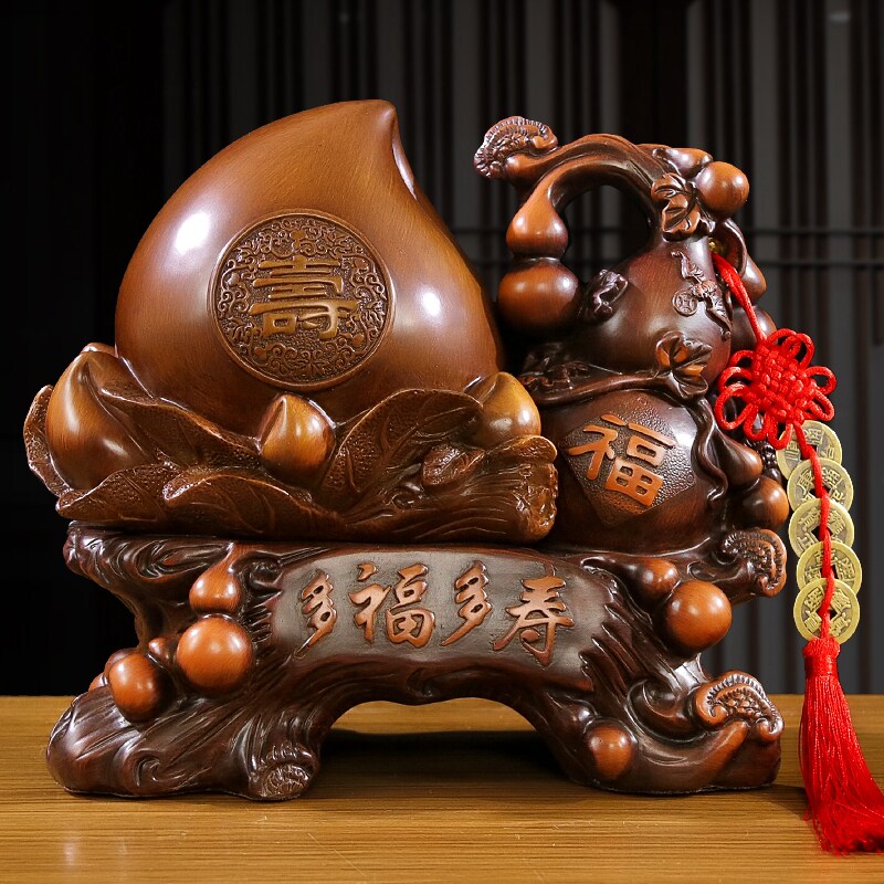 砂金色寿桃摆件长辈祝寿贺寿60 80大寿礼品送老人生日礼物寿礼
