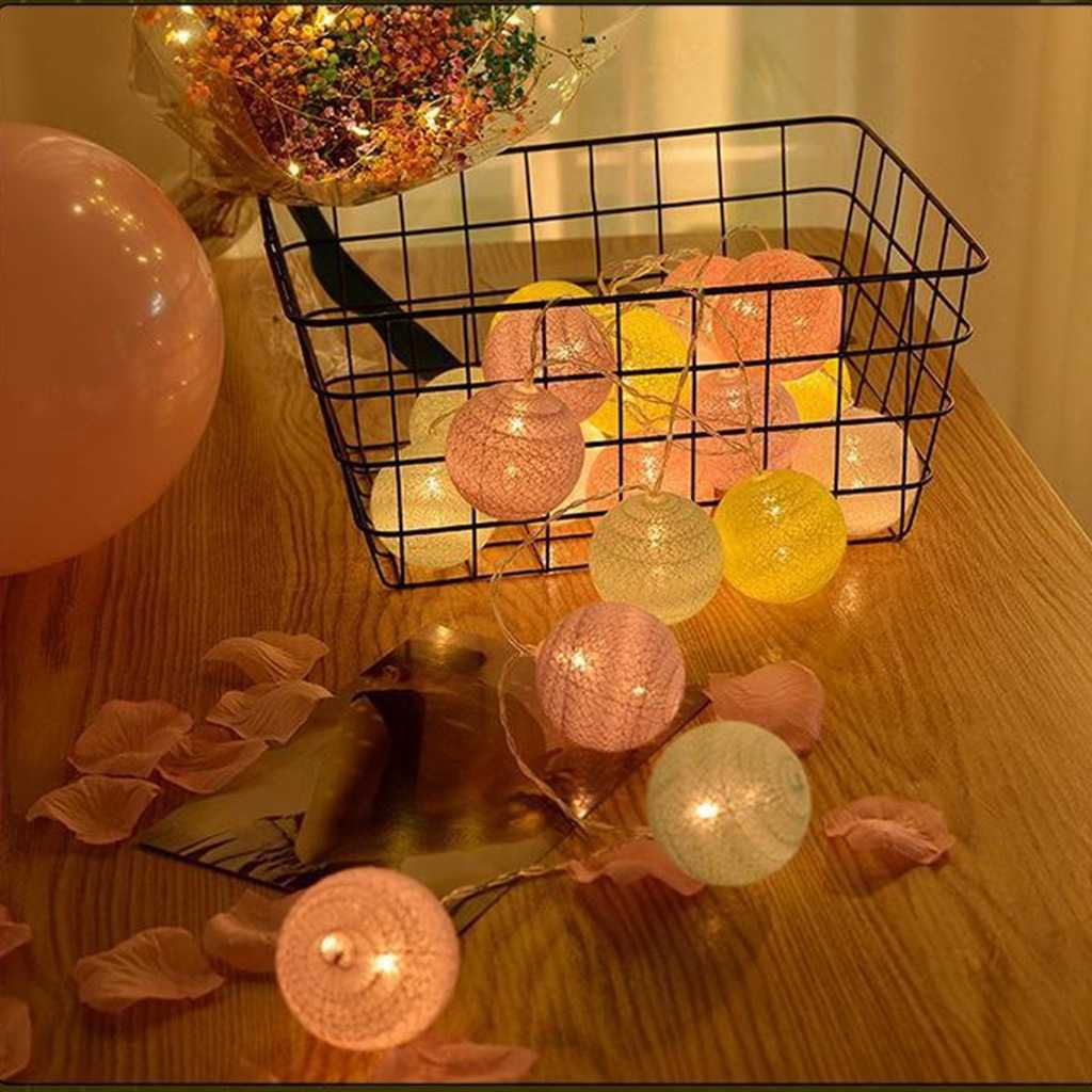 LED棉线球灯节日派对布置圆形灯串后备箱浪漫求婚表白装饰氛围灯