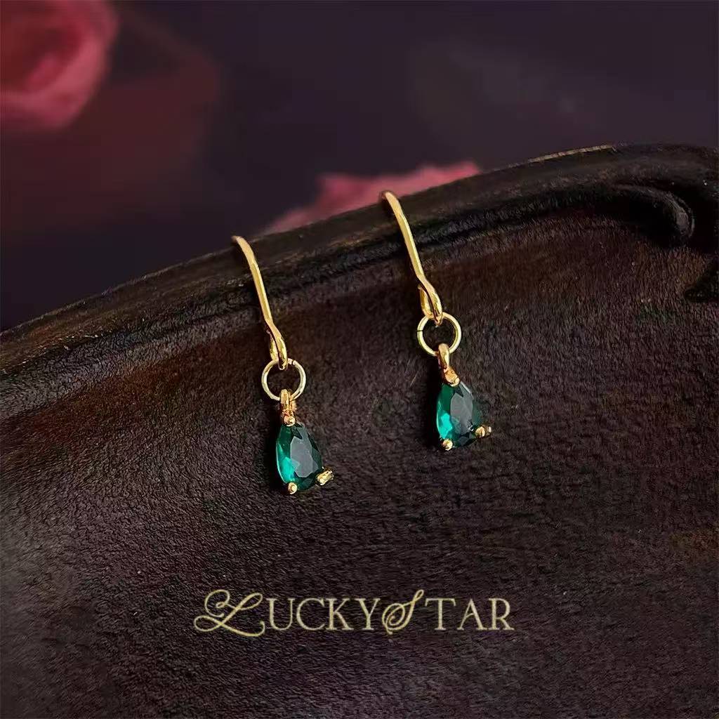 法式复古水滴锆石精致小众女耳饰