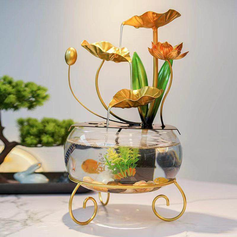 流水件摆璃鱼DDL缸加客厅玄关办公玻室好湿运,家居饰品,流水摆件,淘宝优惠券,粉丝福利购,淘宝优惠卷