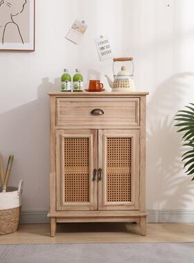 新中式编餐边柜透藤气柜实木边柜关复古备餐彩绘玄储84452物柜一