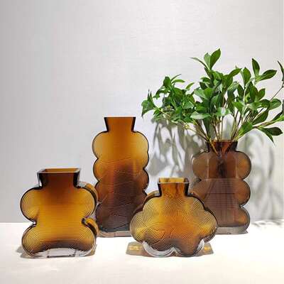 HHW代简约创意计不规现则玻花瓶家居璃样板设房餐厅桌面软装饰品