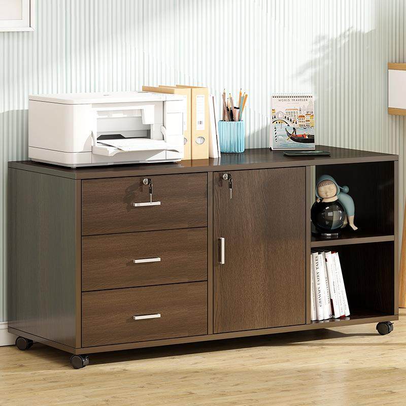 办公质柜桌下文件柜木边柜带办公室锁柜子打印抽机屉柜储物柜wjg0