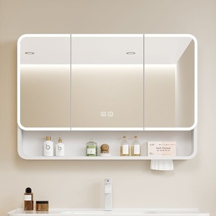 加高太空铝浴室一镜柜单独卫间生505挂墙式除雾带灯收纳置物架体