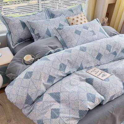 120支XCHJ0被纯棉加厚磨毛四件套100全棉单被套15x20020罩三件套