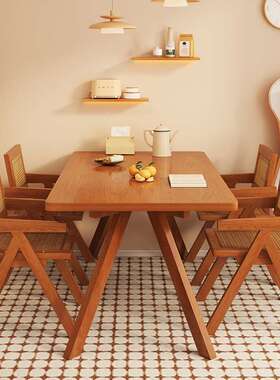 色木餐CZ006308椅202实6新款吃饭桌桌家用小户型长方形原木风樱桃