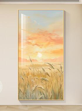 丰收田麦玄关竖25881饰装画日出东方田园风走廊过道五谷丰登版客