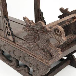 鸡翅架小木龙舟博古架10131343文玩展木示质工艺品书房茶几中式摆