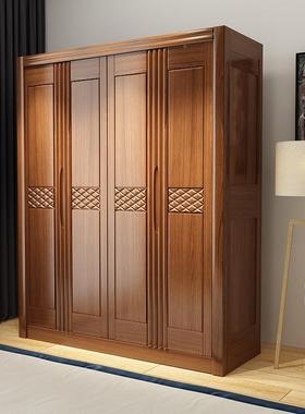 全实木现代三四五六门对开门柜式卧室衣柜家衣用白色中储物衣橱