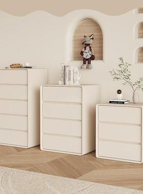 油白色奶客风五斗柜卧室简约现MEQ代纳柜三斗柜厅储物收柜抽屉柜