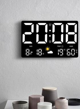 跨境销售大屏挂度钟气压气感应温湿AL721662天气钟多功能彩色0象