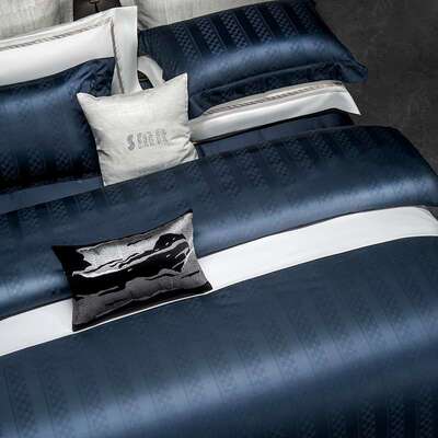 160支长绒棉大提四纯件套全棉棉被套纯色板AB版别花墅样GMH间床品