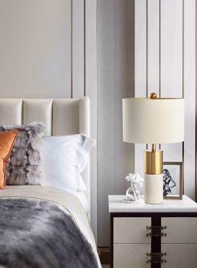 美石式简创约爵士白大理客AL638448意台灯镀铜色别墅样板房厅卧室