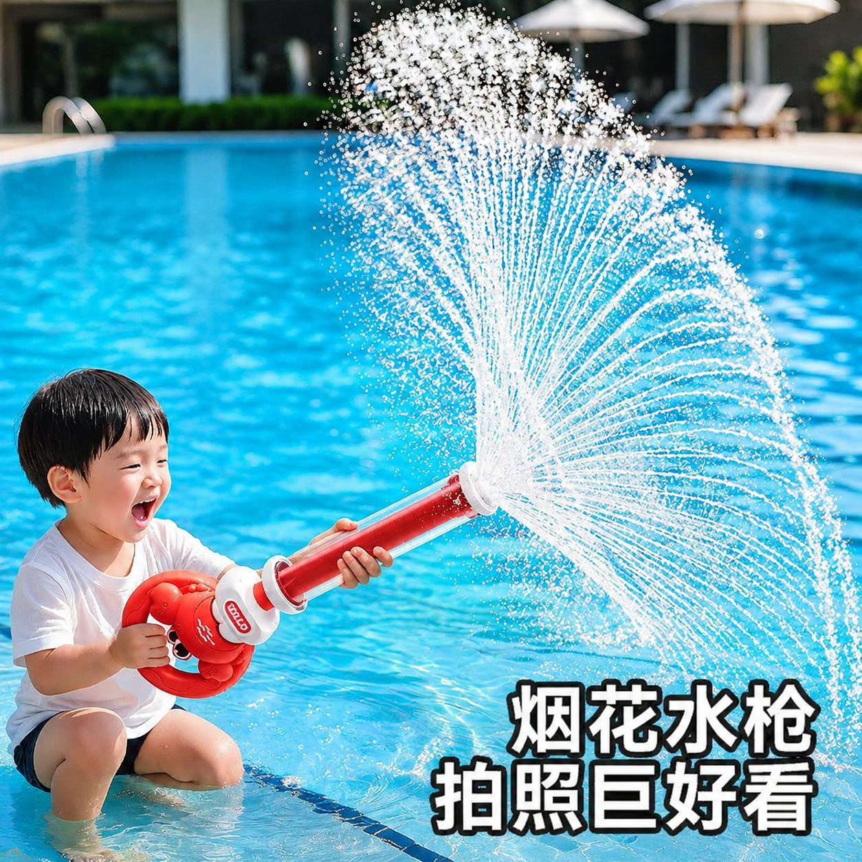 烟花水枪儿童玩具大容量抽拉式喷水漂流滋水枪打水仗女孩拍照神器