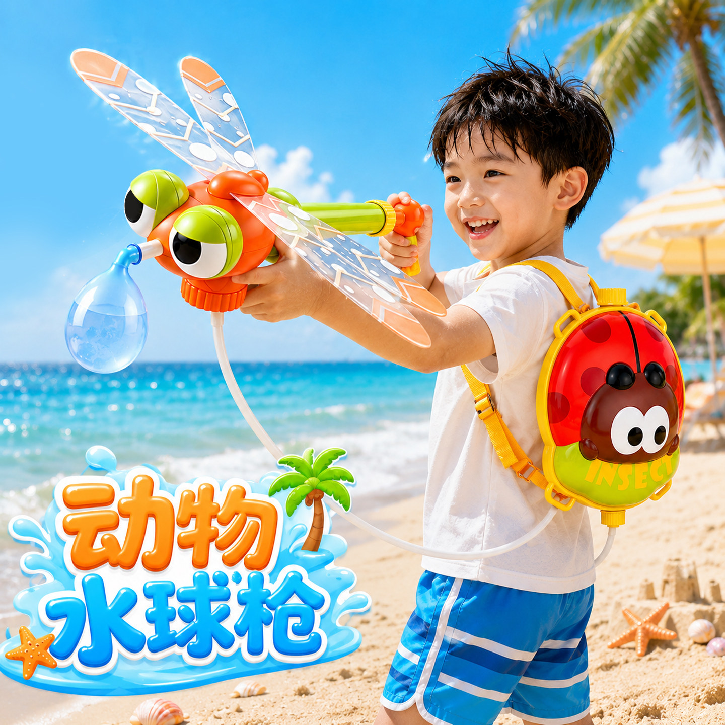 儿童背包水枪可注水气球打水仗图片