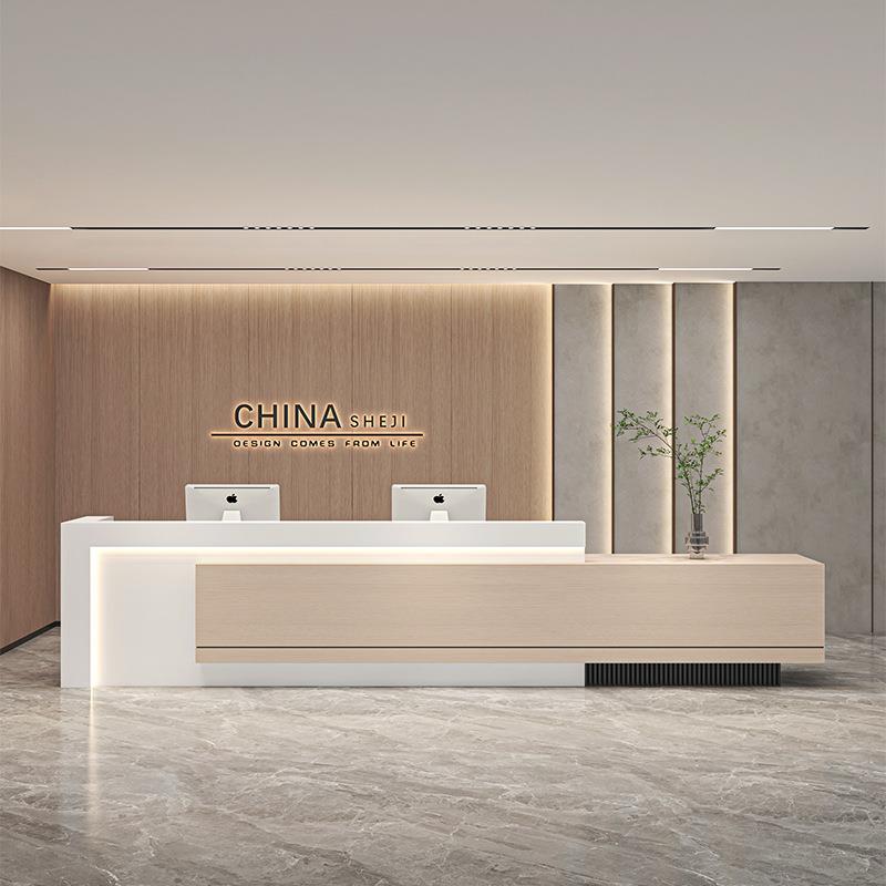 公司前台接待台酒店物业办公室简约现代烤漆吧台售楼部收银台