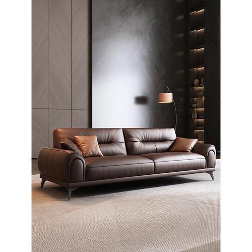 办公皮沙发咖啡桌组合现代简约接待商务洽谈休闲直排三座