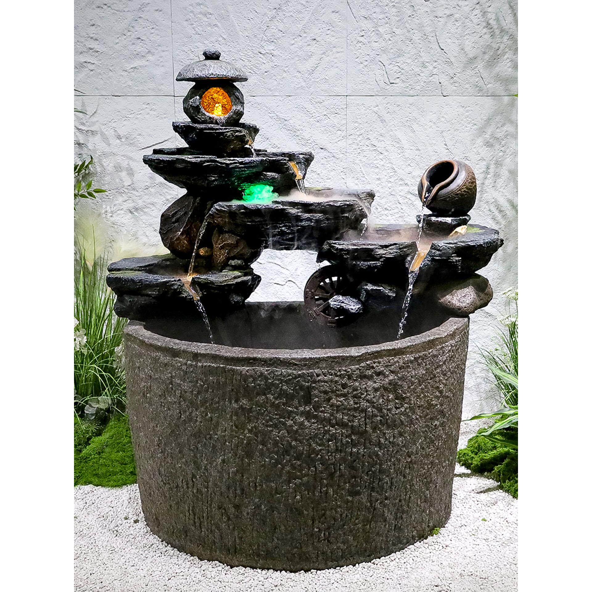 新中式花园假山流水喷泉造景庭院鱼池鱼缸循环水水景园林装饰摆件