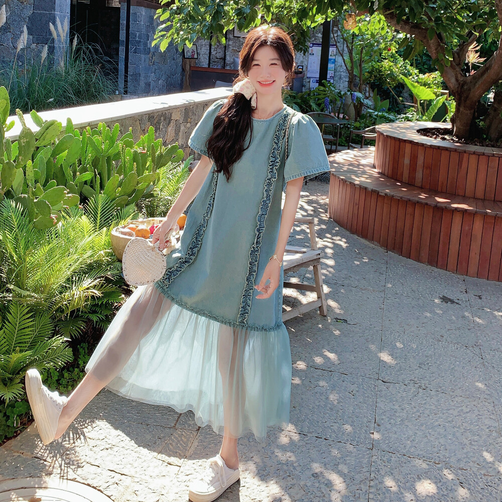 女装/女士精品连衣裙无品牌/无注册商标甜美泡泡袖其他材质100%A