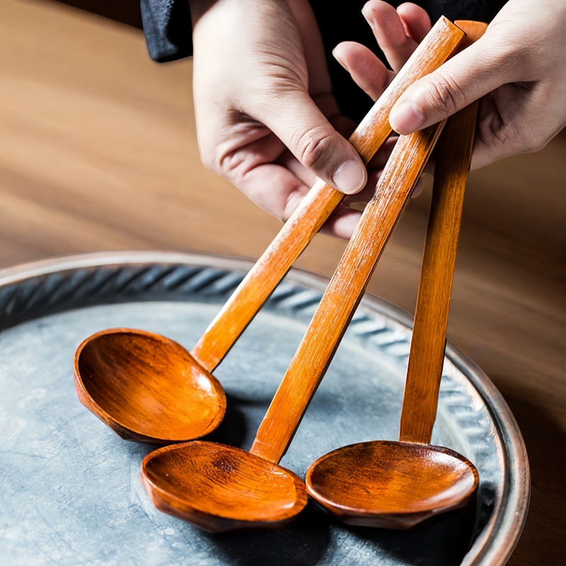 木勺子家用拉面碗勺木头长柄勺汤面勺木质勺子大汤勺龟甲勺子餐具