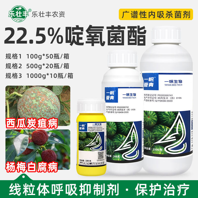 一帆管青22.5%啶氧菌酯西瓜炭疽病杨梅白腐病广谱内吸农药杀菌剂