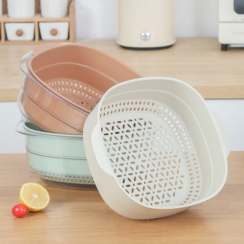 双层沥水篮家用加厚塑料洗水果篮多功能客厅厨房水果盘洗菜盆篮子,餐饮具,洗菜盆/沥水篮/漏水筛,淘宝优惠券,粉丝福利购,淘宝优惠卷