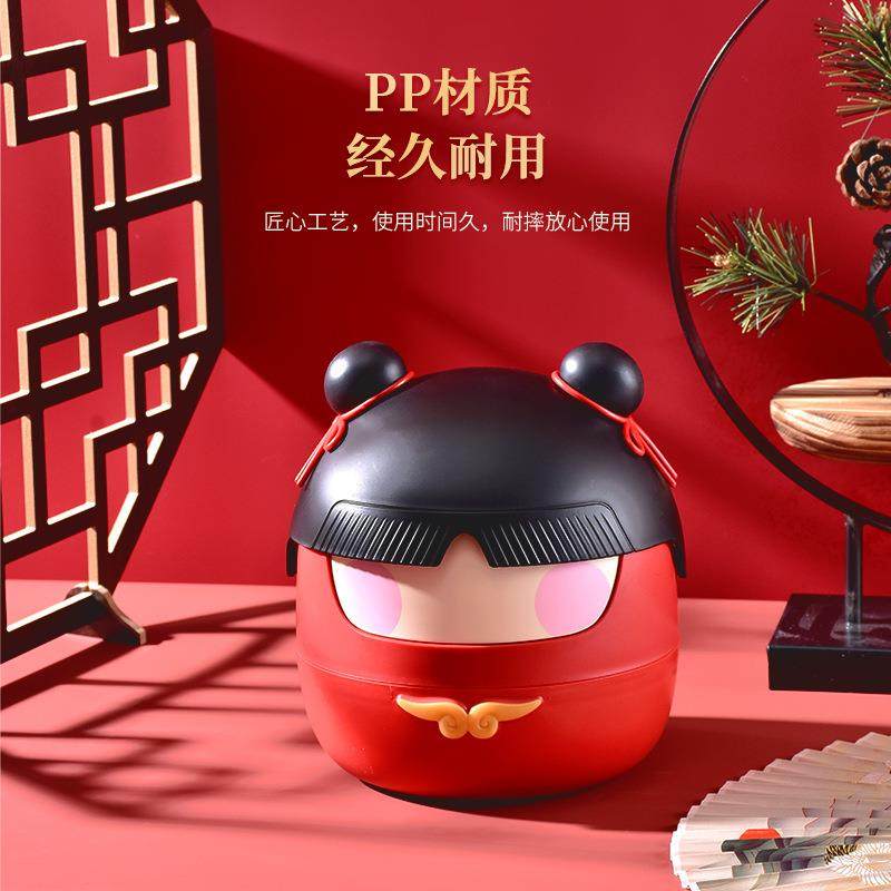 淞泰中国风哪吒家用桌面带盖垃圾桶可爱翻盖学生宿舍果皮收纳盒