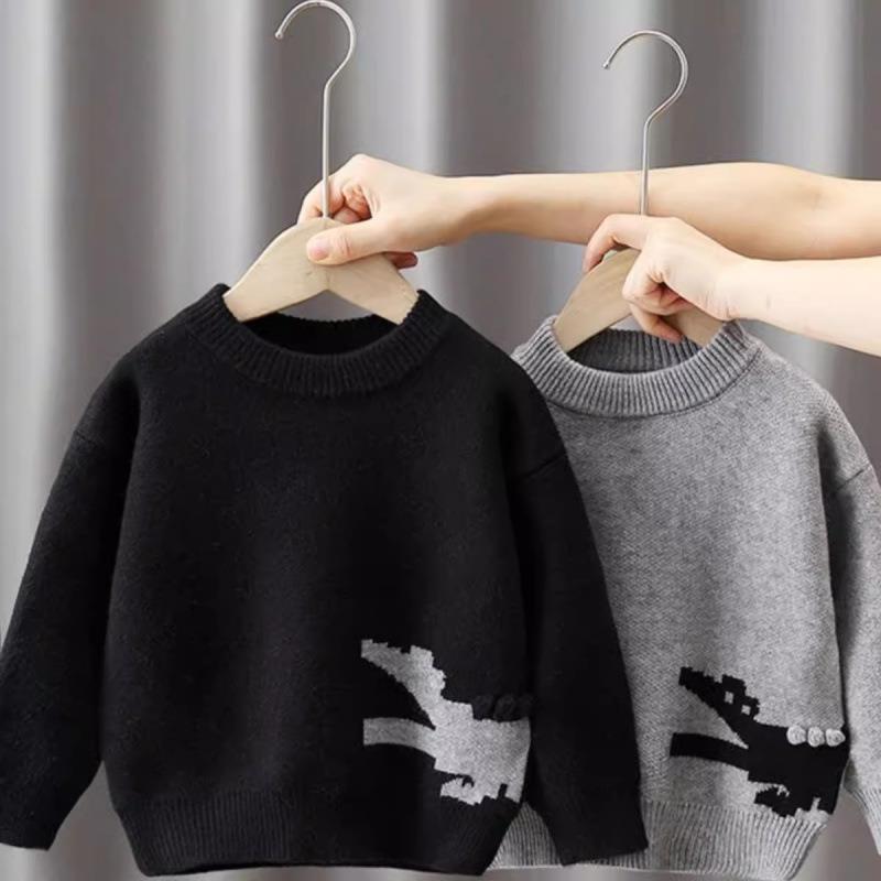 童装冬季男童毛衣2024新款中大童男孩针织衫儿童保暖套头羊毛衫潮