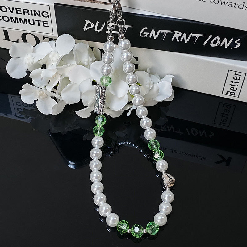 手机挂链高级天然水晶珍珠手机链腕链通用轻奢挂件手提链气质送礼