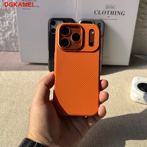 DGKAMEI适用于iPhone17Pro磁吸手机壳新款简约商务苹果17轻薄防摔高级感纹理17Promax橙色外壳散热保护套