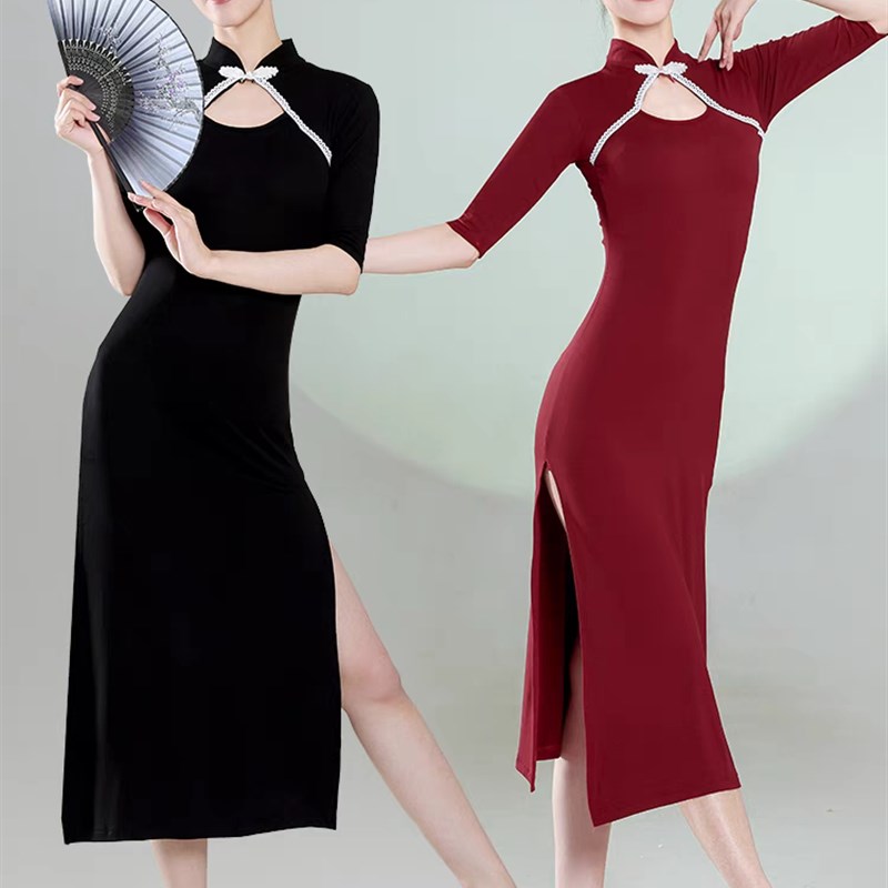 极速古典旗袍舞j蹈服装跳舞专用练功服表演服中国风改良修身气质