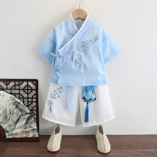 极速儿童汉服男童夏天中国风帅气薄款古装M宝宝古风唐装短袖民族