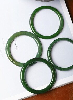 极速超值天然俄罗斯碧玉乌兰海圆条手F镯女款玉镯细条女款碧玉镯