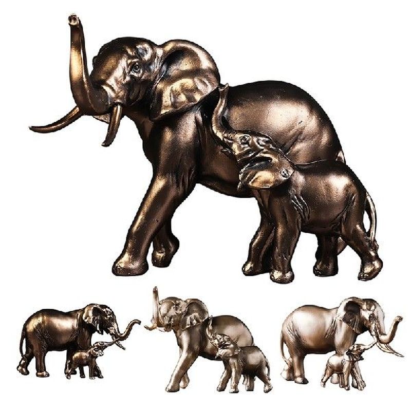 速发M And Child Elephant Crafts Resin Statue Retro
