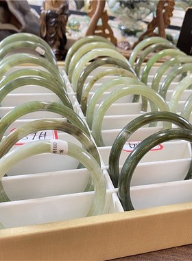 极速工厂a清货 天然和田玉青海料青玉叮当镯手镯 女款玉镯饰品