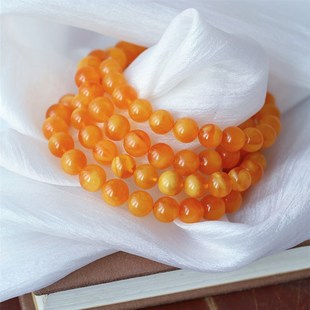 蜜蜡琥珀饰品礼 N男女款 极速精品糖蜜天然俄料蜜蜡糖蜜圆珠款 手链