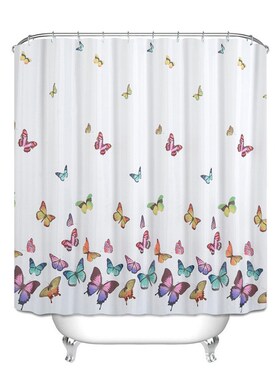 极速.simple coilorful butfly waproof  shower curtain bathroo