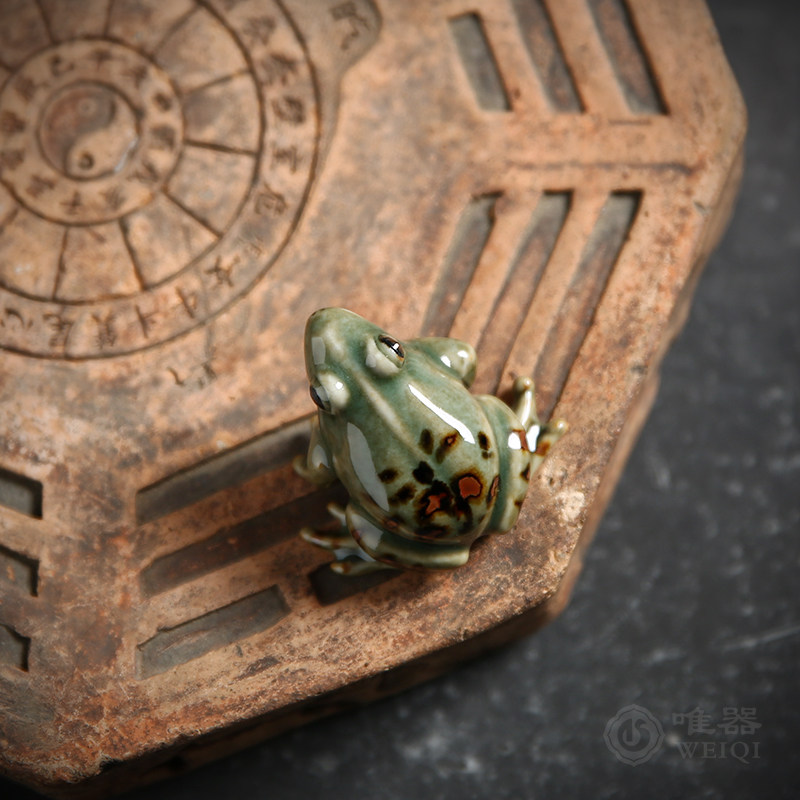 极速周靖波龙泉青瓷全手r工茶宠 创意小摆件茶道配件点彩青蛙 收,餐饮具,茶宠摆件,淘宝优惠券,粉丝福利购,淘宝优惠卷